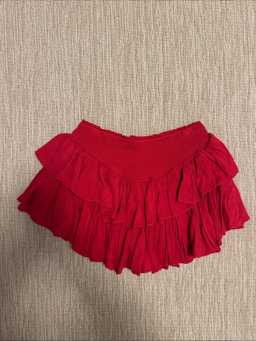 Ruffled Red Mini Skirt with Tiered Layers